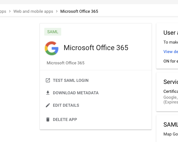 SAML Login Test画面