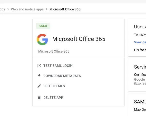 SAML Login Test画面