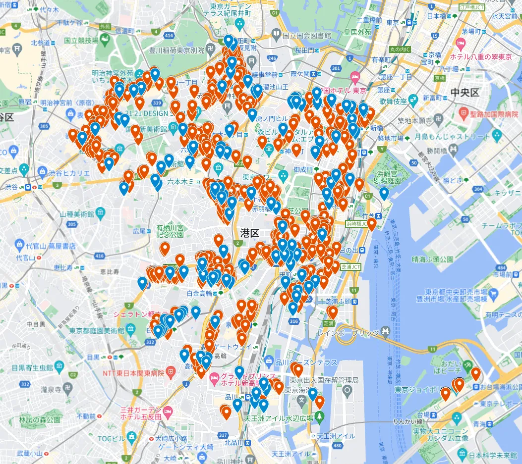 Google Maps表示完成画面