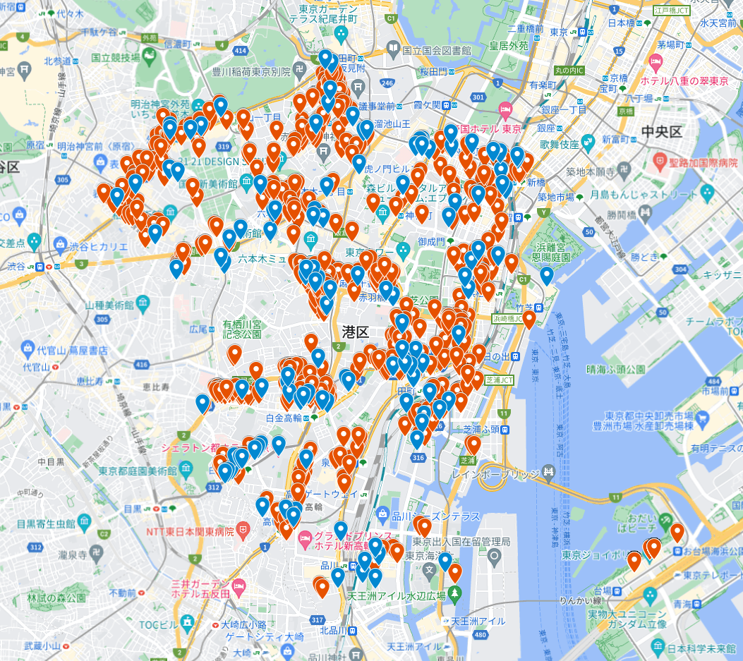 Google Maps表示完成画面