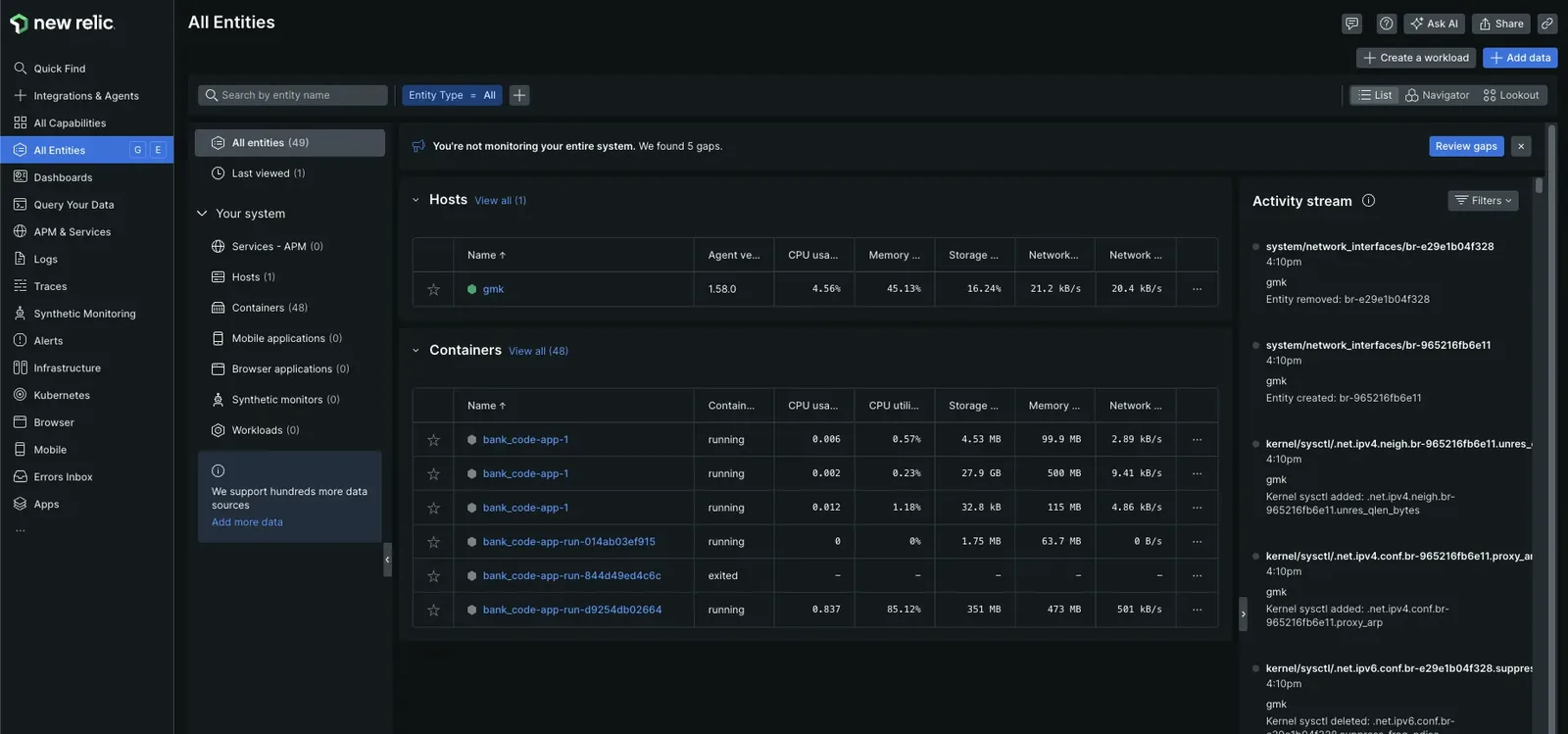 New Relic ホスト一覧