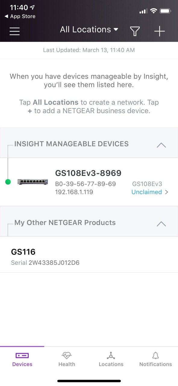 Netgear Insightアプリ画面
