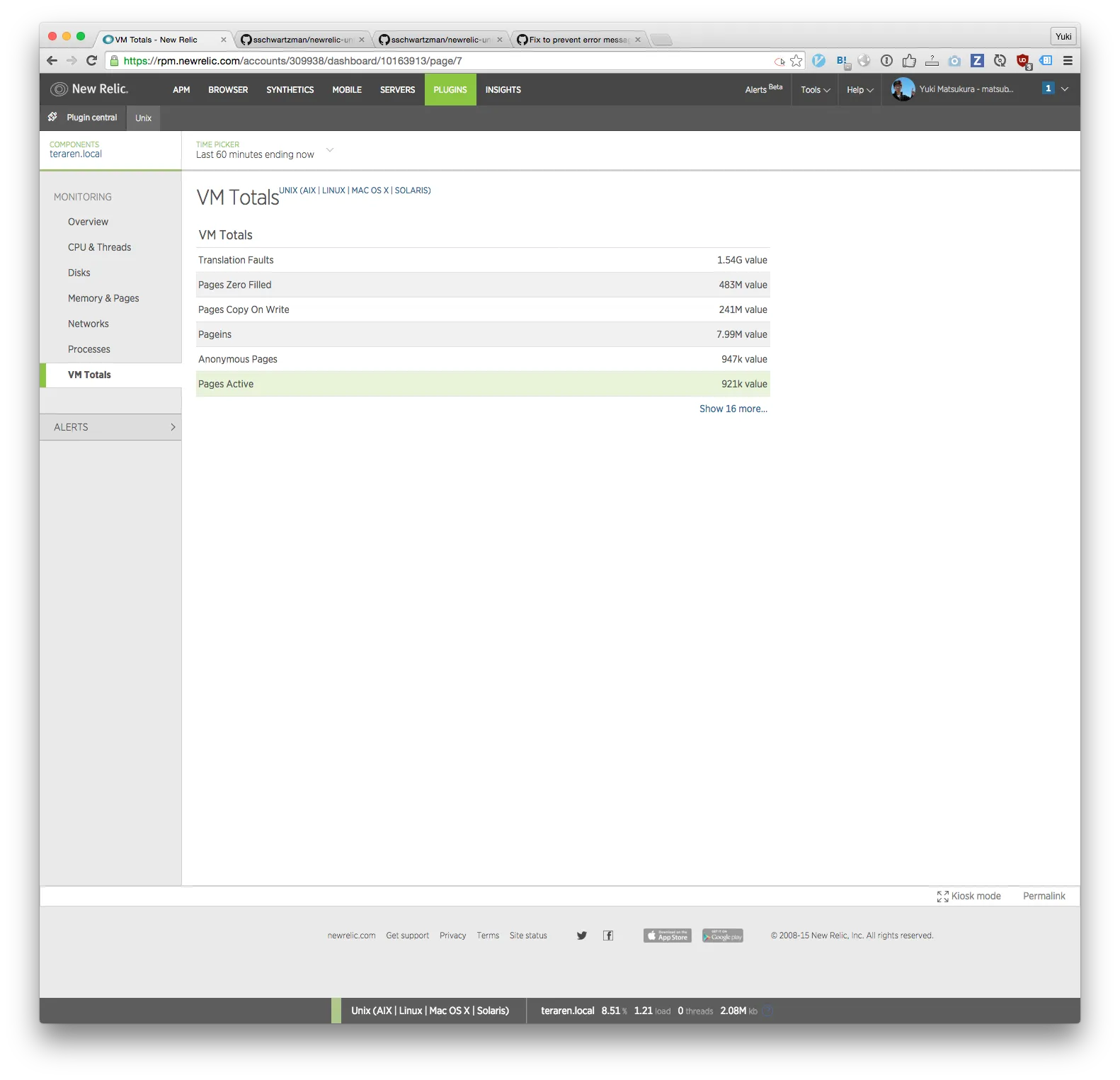 new relic  vm totals