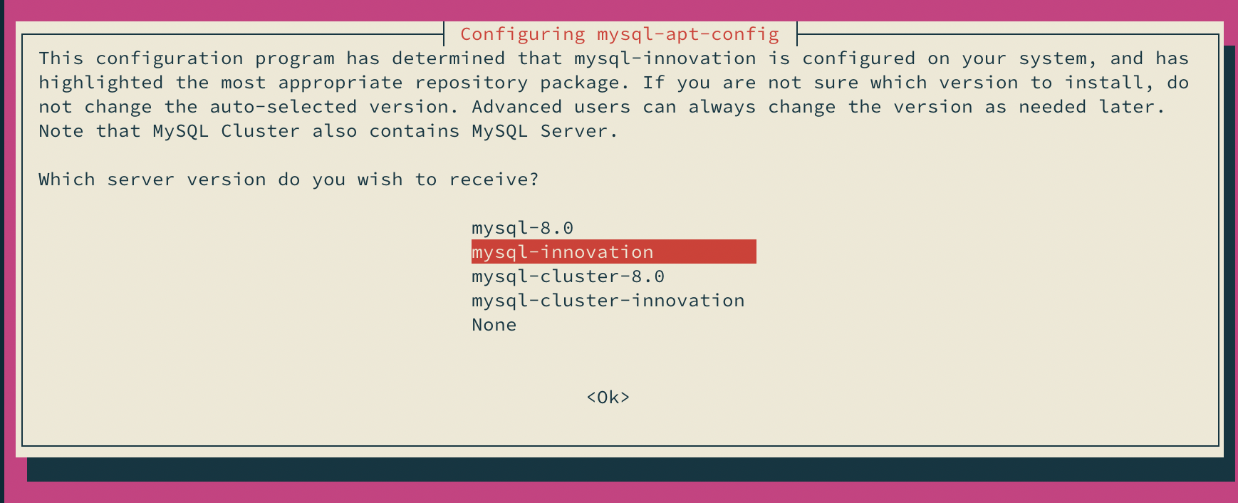 mysql-innovation選択画面