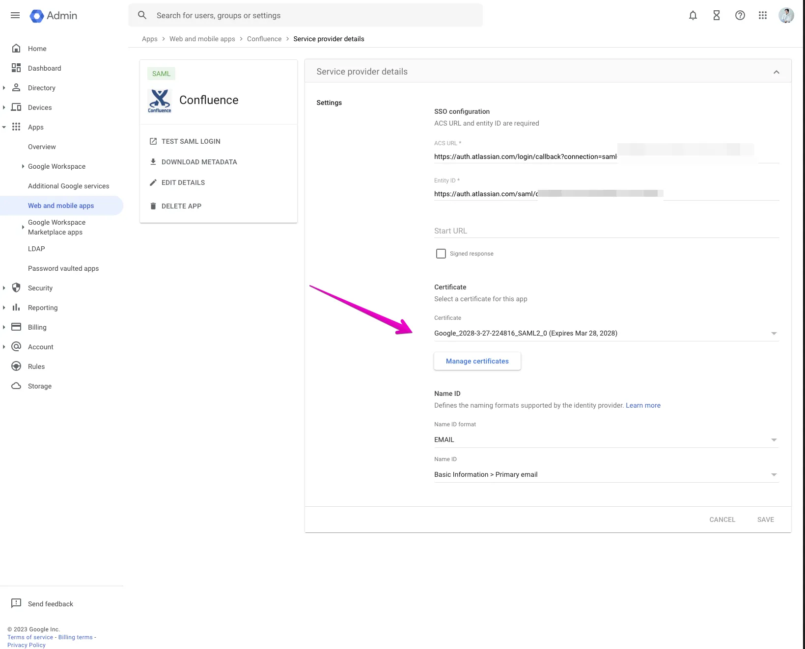 AtlassianアプリSAML設定