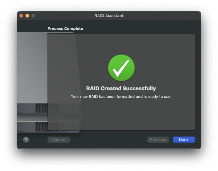 RAID作成完了画面