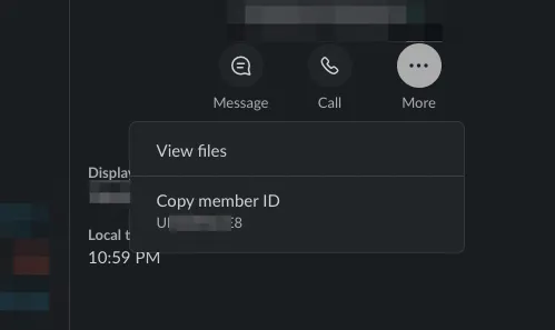 Slackメンバー ID確認画面