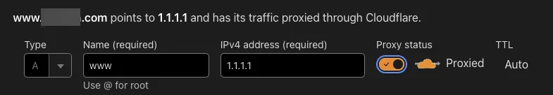 Proxy status切り替え画面