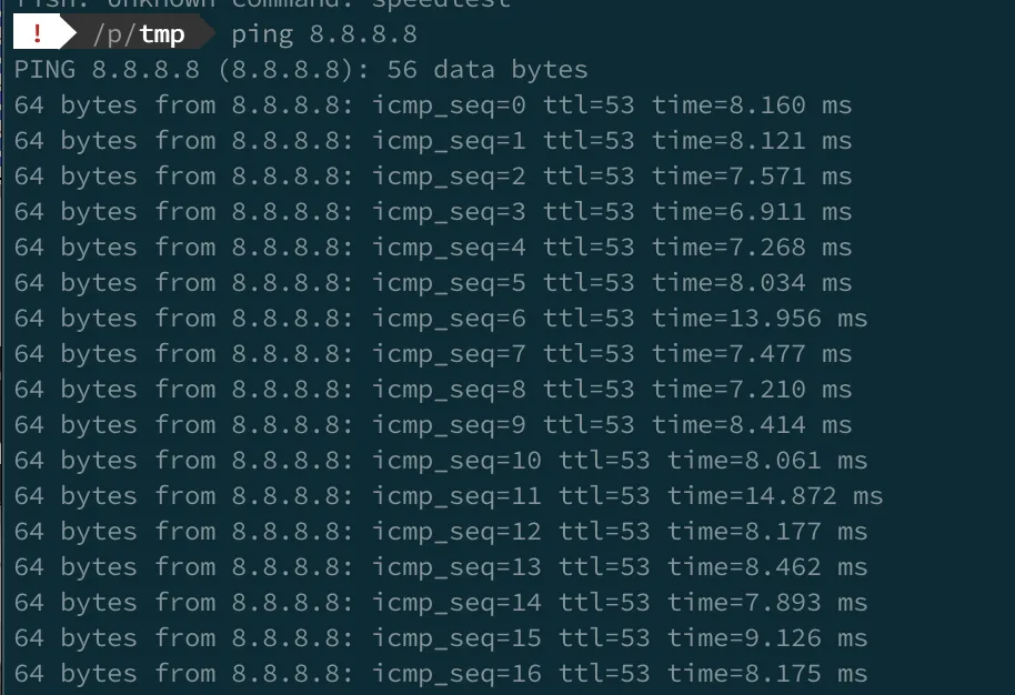 IPoE設定後のPing結果