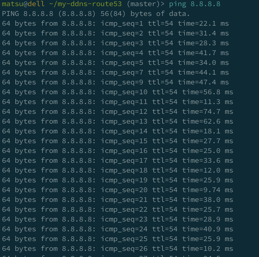 Google DNSへのPing測定