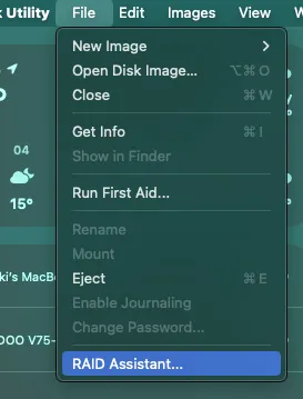 DiskUtility RAIDメニュー