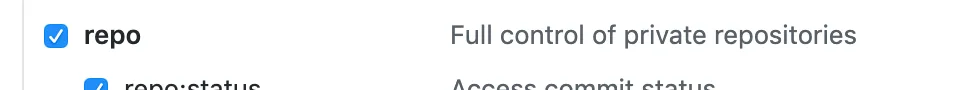Personal Access Token権限設定