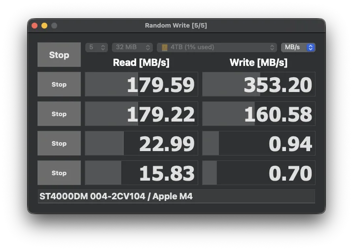 USB 3 接続の 4TB HDD（ST4000DM004）のベンチマーク結果
